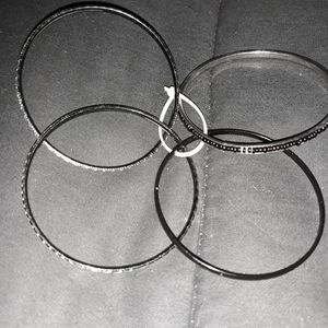 Black & Silver Bangles Bracelets